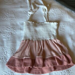 Altar'd State Ivory and Blush Ruffle Tank Top